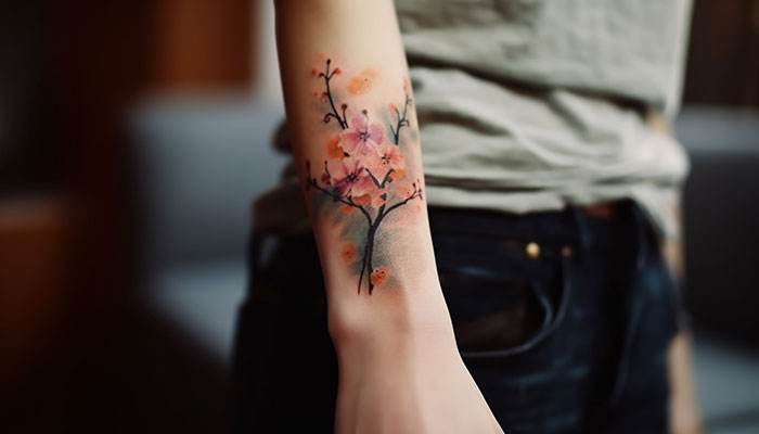 Tatuaje acuarela sobre el brazo